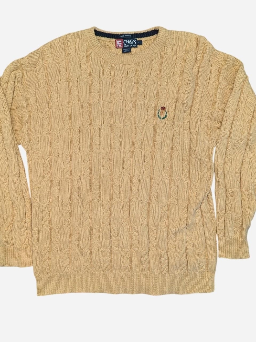 Ralph Lauren Crewneck Cable Knit Sweater - Tan/Yellow